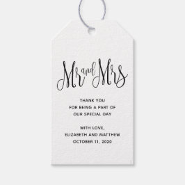 Mr&Mrs ギフトタグ。田舎風の結婚式のお礼 ギフトタグ