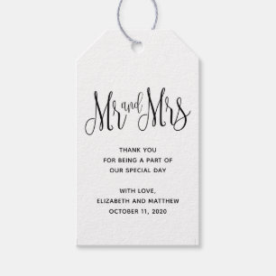 Mr&Mrs ギフトタグ。田舎風の結婚式のお礼 ギフトタグ
