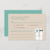 Mr. & Mrs.サマービーチサンダルビーチ結婚式RSVPカード 出欠カード (正面/裏面)