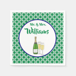 Mr. & Mrs.スクリプト幾何学シャンパンフルート スタンダードカクテルナプキン