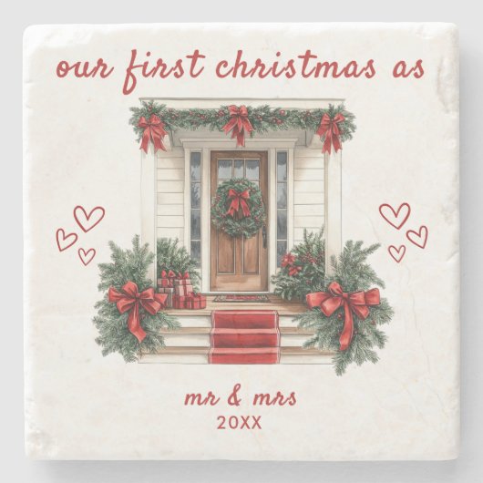 Mr & Mrs ハウス様の初めてのクリスマス ストーンコースター (正面)