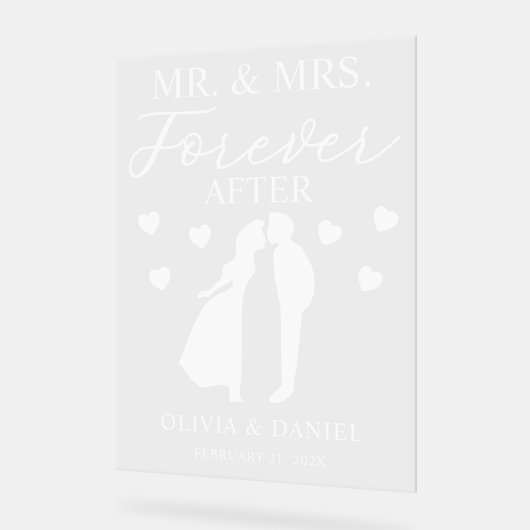 Mr. & Mrs. フォーエバーアフター オーダーメイド ウェディング アクリルサイン (傾斜)