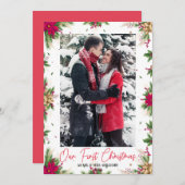 Mr. & Mrs.フローラ写真フレームとしての初めてのクリスマス シーズンカード (正面/裏面)