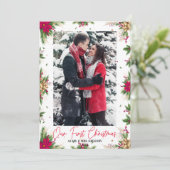Mr. & Mrs.フローラ写真フレームとしての初めてのクリスマス シーズンカード (スタンド正面)