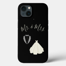 Mr Mrs ブラック ホワイト ウェディング iPhone 13ケース