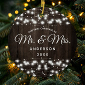 Mr. & Mrs. 初めてのクリスマス 電飾 セラミックオーナメント