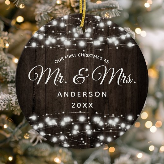 Mr. & Mrs. 初めてのクリスマス 電飾 セラミックオーナメント