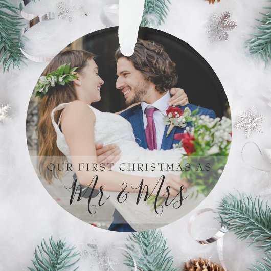 Mr & Mrs 初めてのクリスマス 2枚の写真 オーナメント