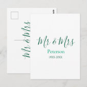 Mr. & Mrs. 姓 結婚 年の 結婚式 婚約 ポストカード (正面/裏面)