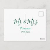 Mr. & Mrs. 姓 結婚 年の 結婚式 婚約 ポストカード (裏面)