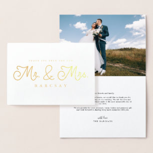 Mr&Mrs 結婚 Thank You Photo 箔カード