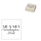 Mr & Mrs 1or2行の長いハイフン付きの姓名 ウェディング ラバースタンプ (押印)