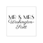 Mr & Mrs 1or2行の長いハイフン付きの姓名 ウェディング ラバースタンプ (インプリント)