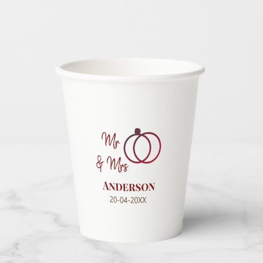 Mr. & Mrs. add Familienname, Datum und Jahr zum Ho 紙コップ (正面)