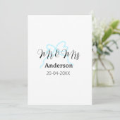 Mr & Mrs add family name date year wedding bow 招待状 (スタンド正面)