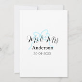 Mr & Mrs add family name date year wedding bow 招待状 (裏面)