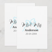 Mr & Mrs add family name date year wedding bow 招待状 (正面/裏面)