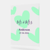 Mr & Mrs add family name date year wedding favor  アクリルサイン (傾斜)