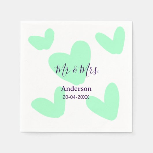 Mr & Mrs add family name date year wedding favor  スタンダードカクテルナプキン (正面)