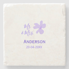Mr & Mrs add family name date year wedding favor g ストーンコースター