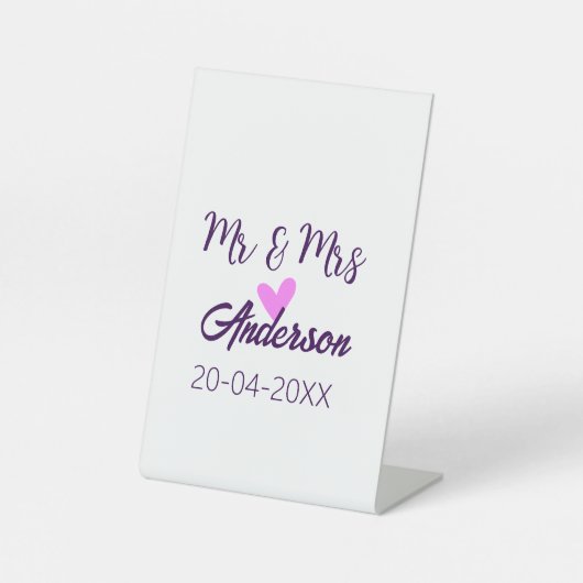 Mr & Mrs add family name date year wedding favor g 台座サイン (正面)