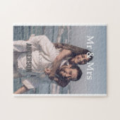 Mr & Mrs add family name photo date wedding family ジグソーパズル (横)