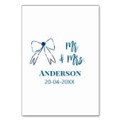 Mr. & Mrs. add name date結婚式の引き出物bow blue gree テーブルナンバー (裏面)