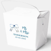 Mr. & Mrs. add name date結婚式の引き出物bow blue gree フェイバーボックス (裏面)