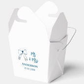 Mr. & Mrs. add name date結婚式の引き出物bow blue gree フェイバーボックス (見開き)