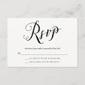Mr. & Mrs. Black & White Wedding RSVPレスポンスカード 出欠カード