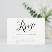 Mr. & Mrs. Black & White Wedding RSVPレスポンスカード 出欠カード (スタンド正面)