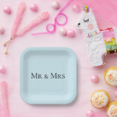Mr & Mrs Blue Color ペーパープレート (パーティー)