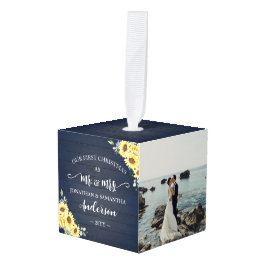 Mr.Mrs. Blue Wood Sunflowersのクリスマス1回目 キューブオーナメント