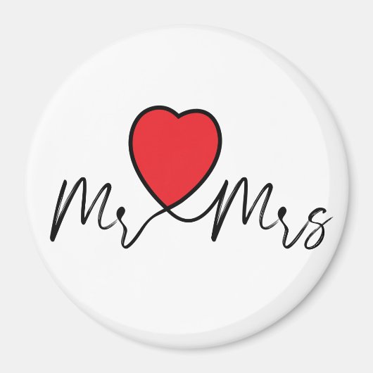 Mr & Mrs bruiloft- huwelijks decoratie met hartjes マグネット (正面)