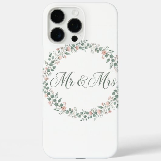 Mr & Mrs Eucalyptus Wreath iPhone Case Case-Mate iPhoneケース (裏面)