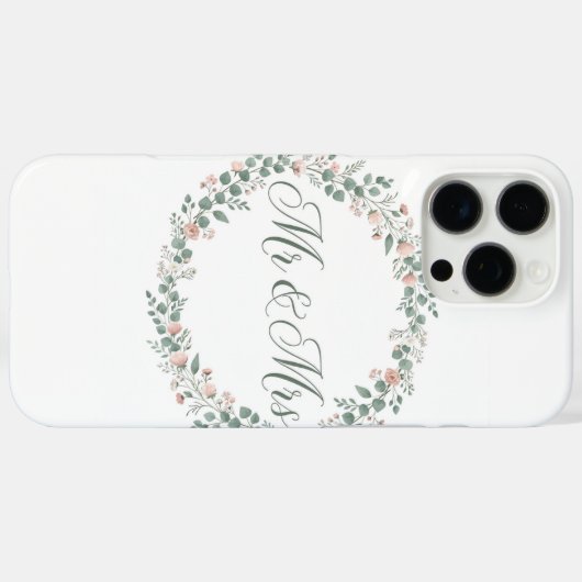 Mr & Mrs Eucalyptus Wreath iPhone Case Case-Mate iPhoneケース (裏面 (横))