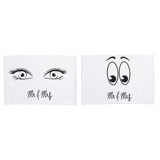 Mr & Mrs Eye Pillowcases 枕カバー (フロントセット)