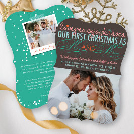 Mr & Mrs First Christmas Mistletoes Photo Wedding シーズンカード