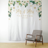 Mr & Mrs floral winter snowflakes wedding banner タペストリー (インサイチュ)