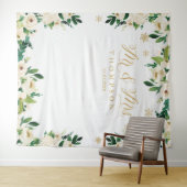 Mr & Mrs floral winter wedding banner backdrop タペストリー (インサイチュ(横))