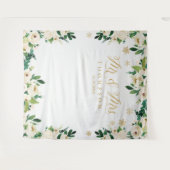 Mr & Mrs floral winter wedding banner backdrop タペストリー (正面(横))