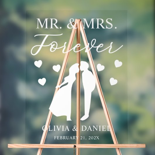 Mr. & Mrs. Forever Personalized Wedding アクリルサイン (ニュートラル)