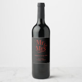 Mr. & Mrs. Gothic'結婚 - Red Metallic script ワインラベル (正面)