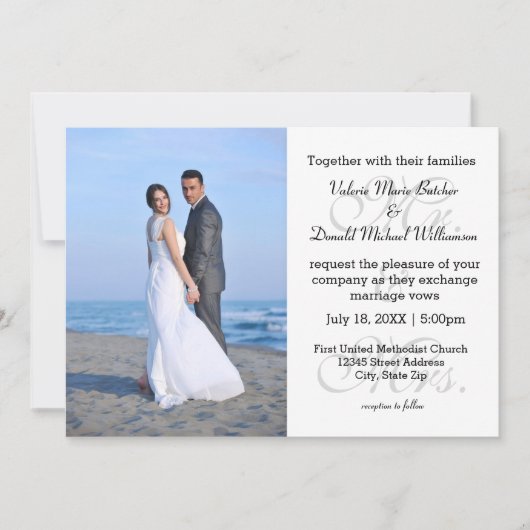 Mr.& Mrs Gray – フォト結婚式招待状 招待状 (正面)