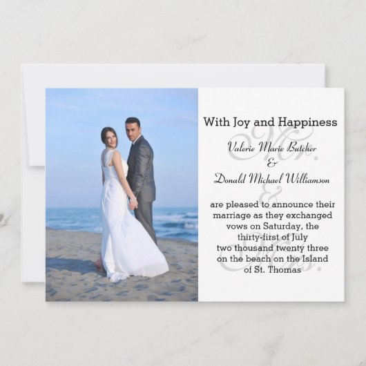 Mr.& Mrs. Gray - Photo Moridge Announcement 招待状 (正面)