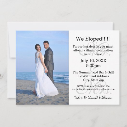 Mr.Mrs Gray We Eloped – 写真のお知らせ 招待状 (正面)