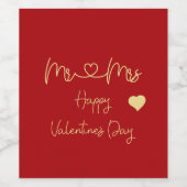Mr & Mrs Happy Valentine's Day ワインラベル (シングルラベル)