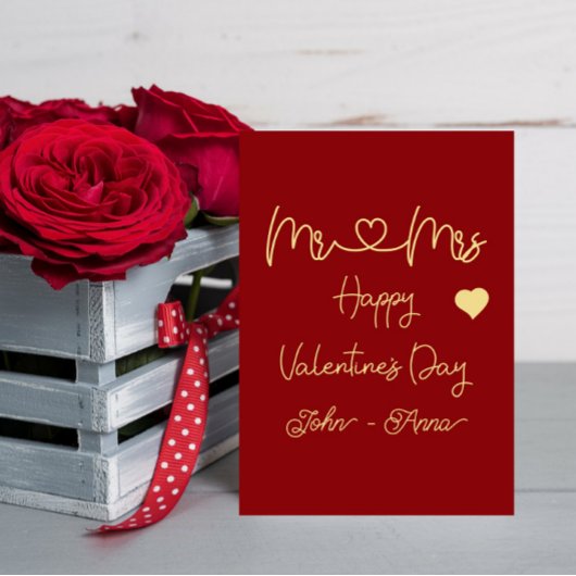 Mr & Mrs Happy Valentine's Day Flat Holiday Card シーズンカード
