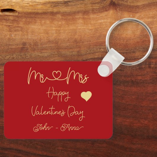 Mr & Mrs Happy Valentine's Day Keychain キーホルダー (正面)