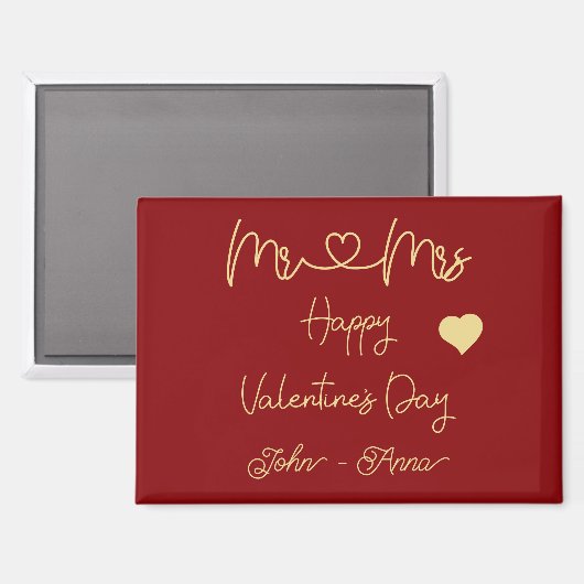 Mr & Mrs Happy Valentine's Day Magnet マグネット (正面/裏面)